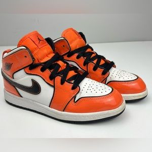 Nike Air Jordan 1 Mid (PS) Pollen Black University Gold White Youth Size 3Y